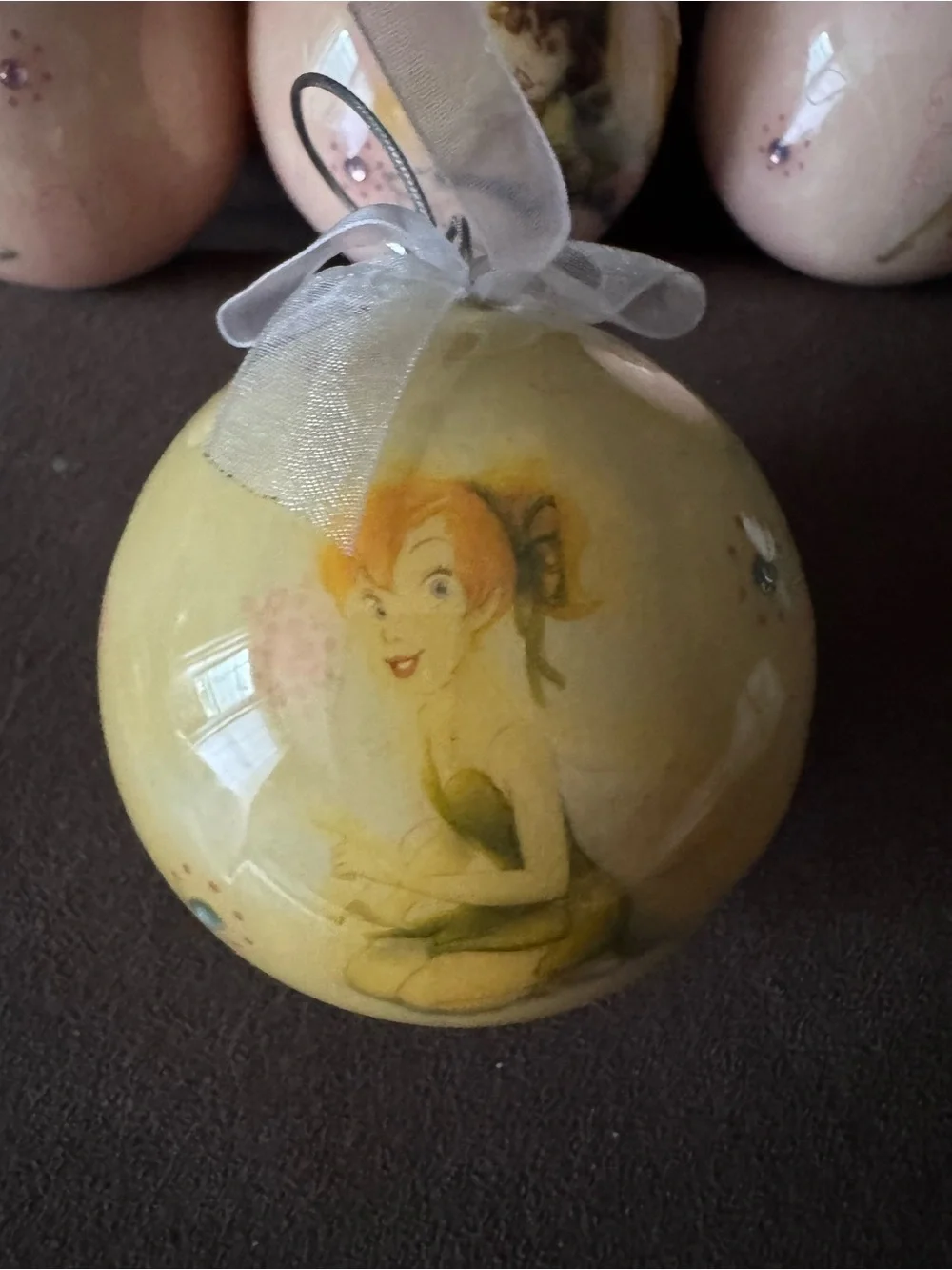 Disney Pastel Pink and Yellow Floral Character Holiday Ornament Set